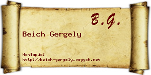 Beich Gergely névjegykártya